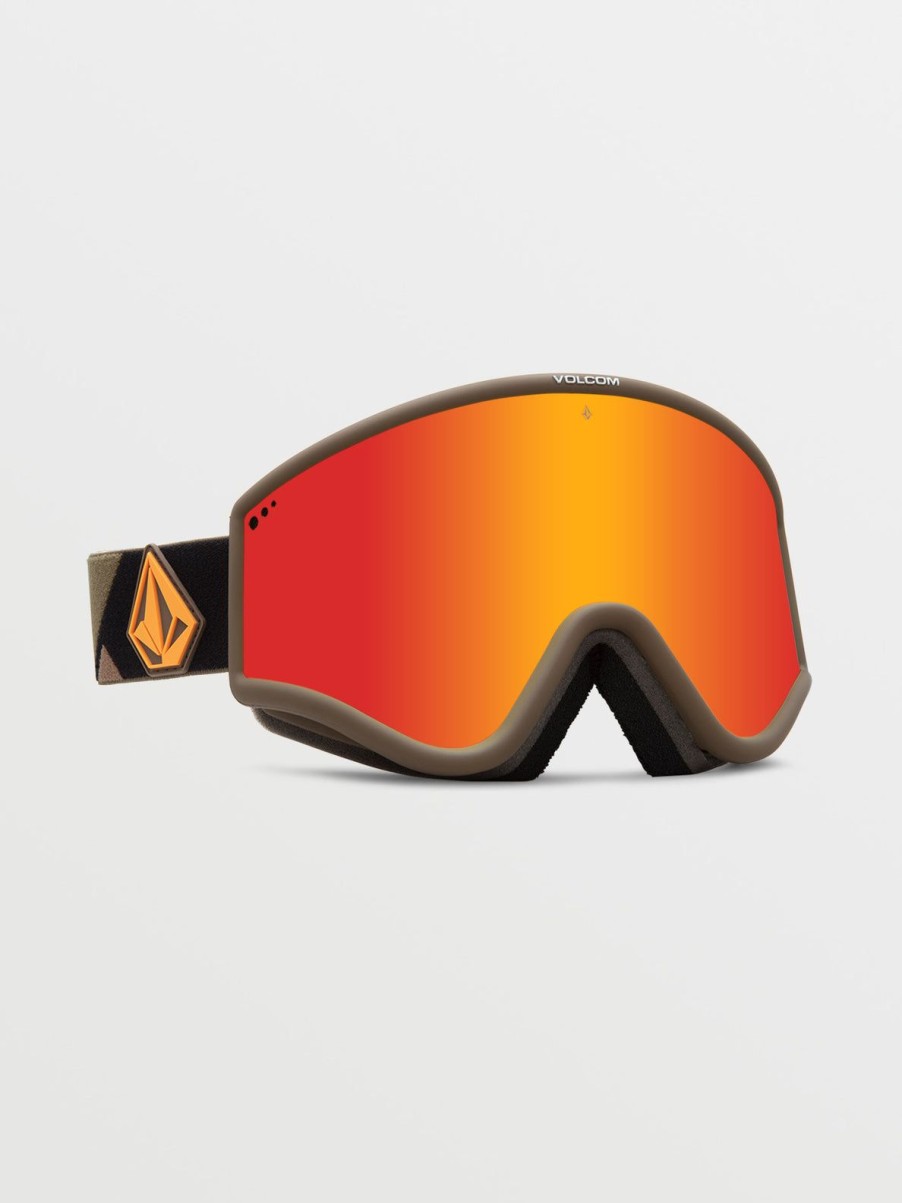 Men Volcom Goggles | Yae Goggle - Military/Gold/Chrome+Bl Red