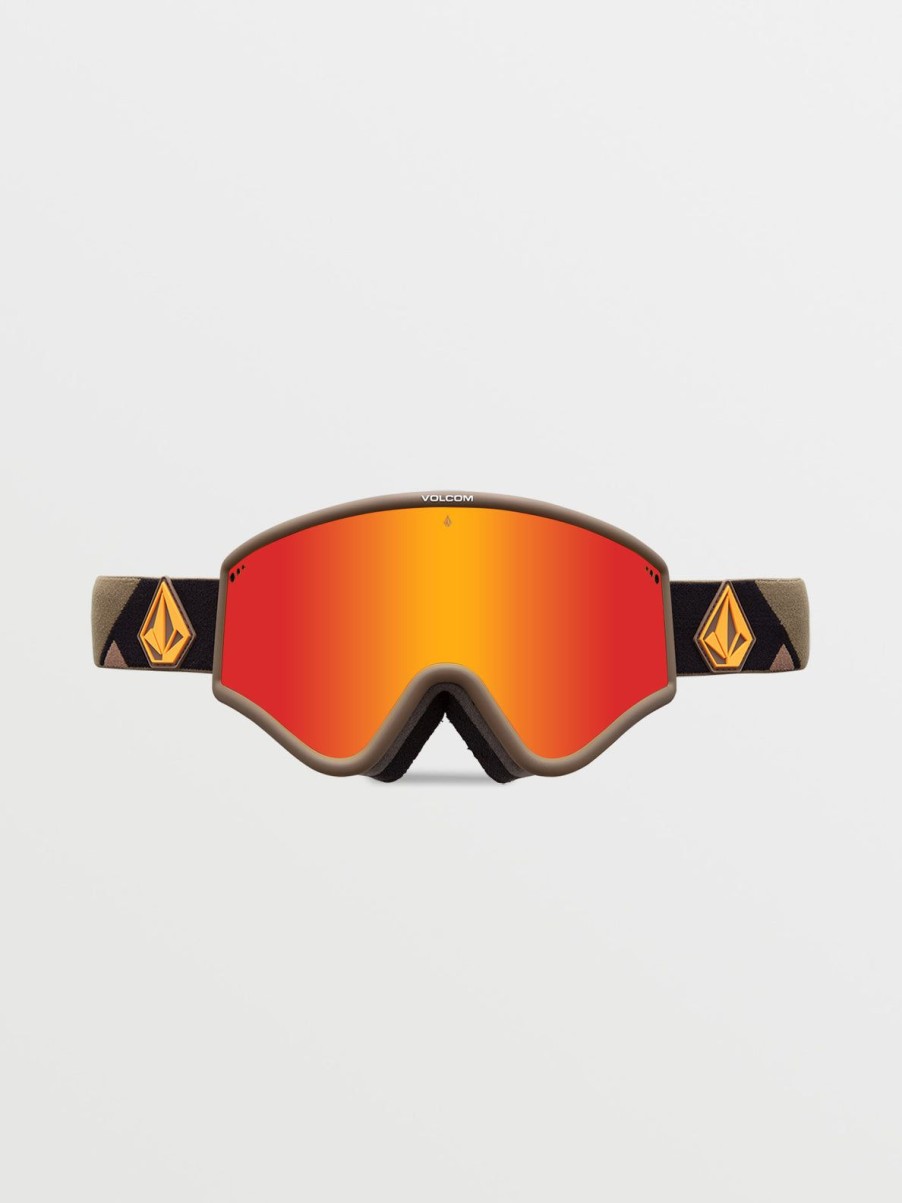 Men Volcom Goggles | Yae Goggle - Military/Gold/Chrome+Bl Red