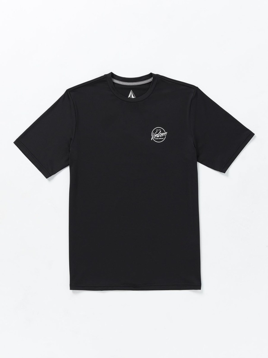 Men Volcom Rashguards | Stone Stamp Short Sleeve Upf 50 Rashguard Black