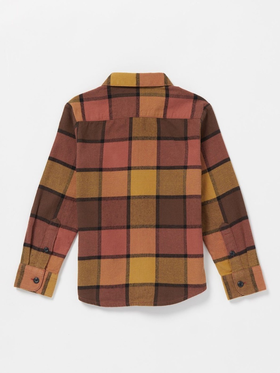 Boys Volcom Shirts & Flannels | Little Boys Caden Plaid Flannel Burro Brown