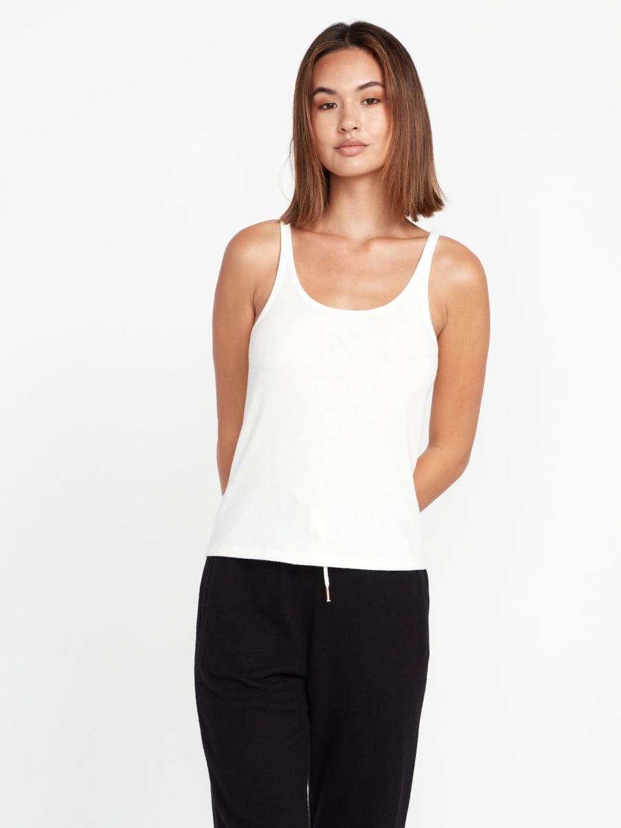 Women Volcom Tops | Lived In Lounge Rib Tank Star White