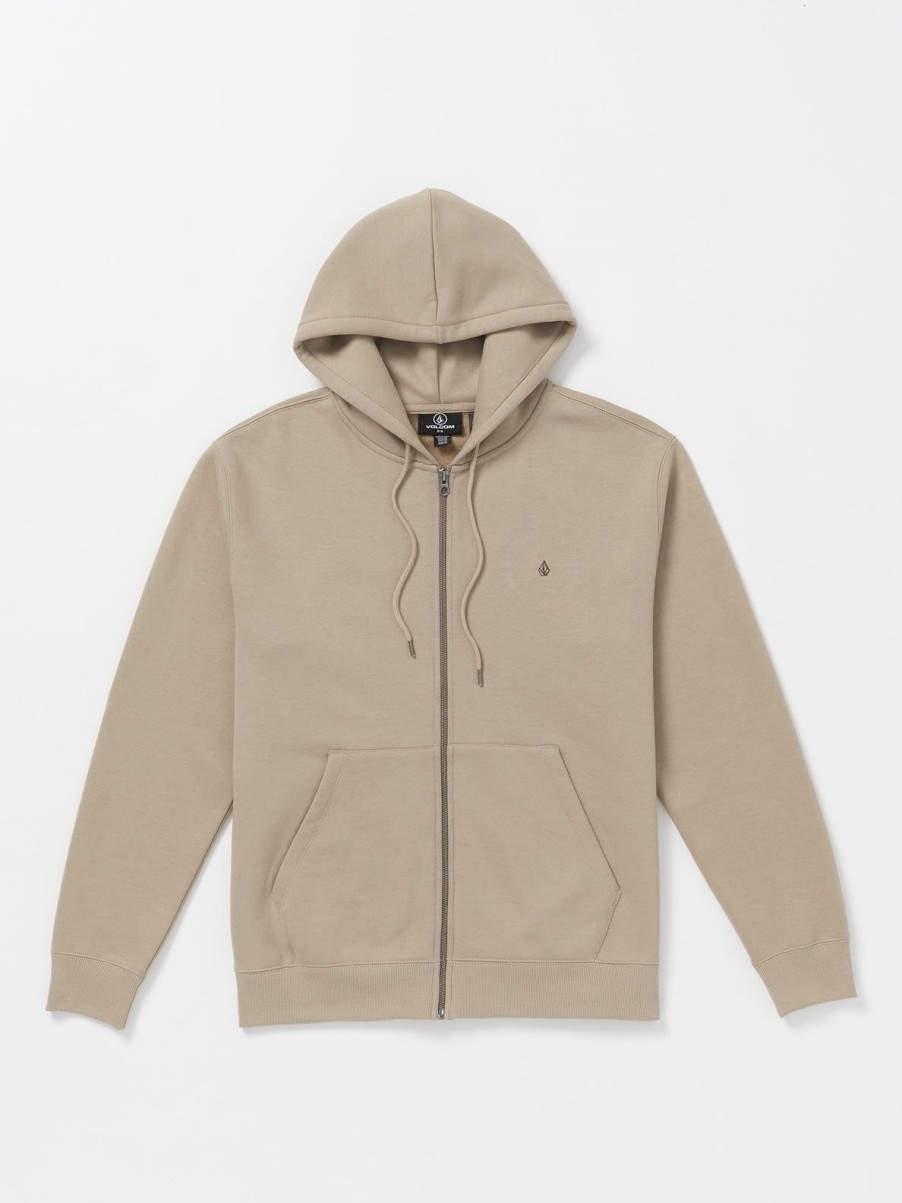 Men Volcom Hoodies & Sweatshirts | Single Stone Zip Hoodie Khaki