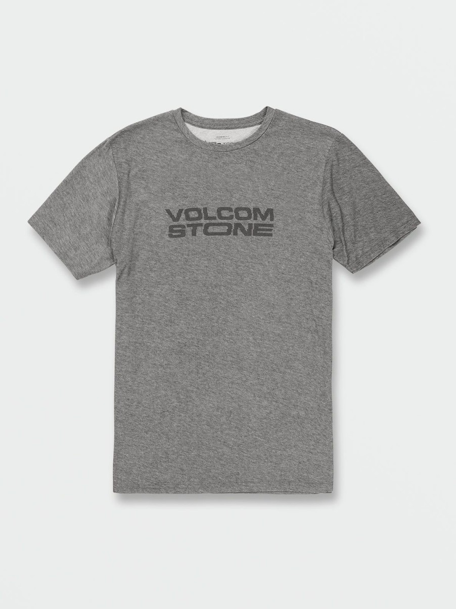 Men Volcom Mountain Biking | Euroslash Tech Short Sleeve Tee Charcoal Heather