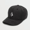 Men Volcom Golf | Full Stone Heather Xfit Hat Charcoal Heather