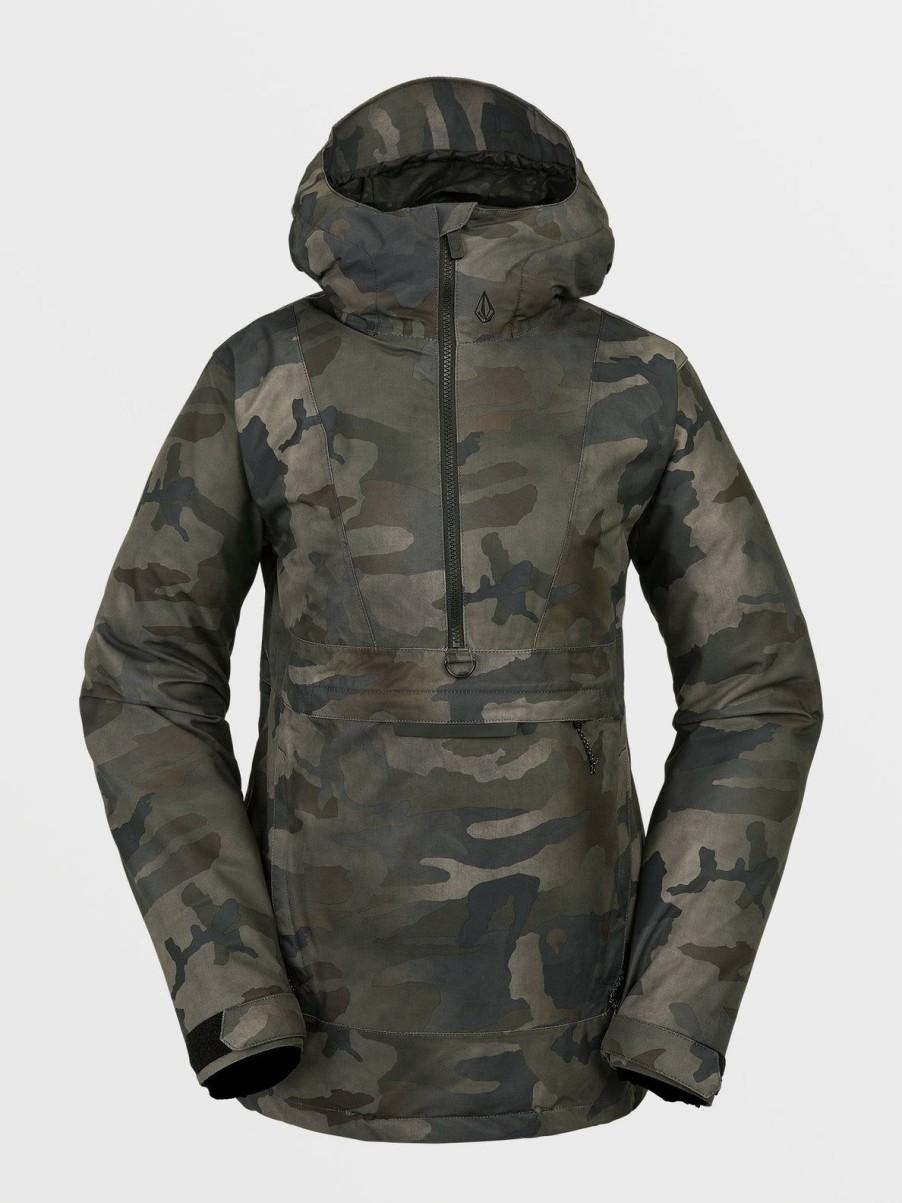 Women Volcom Jackets | Womens Ashfield Pullover Cloudwash Camo