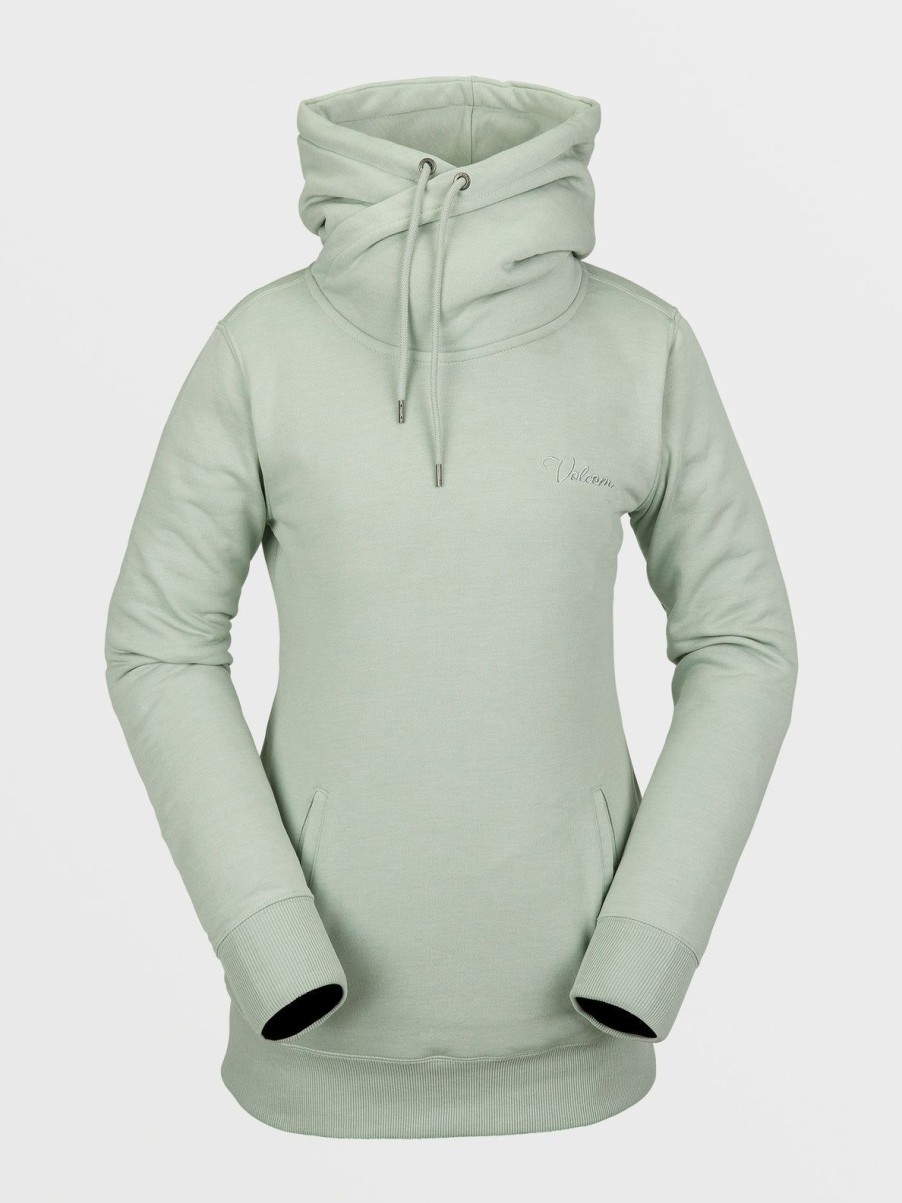 Women Volcom Hoodies & Sweatshirts | Womens Tower Pullover Fleece Sage Frost