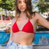 Women Volcom Bikinis | Simply Solid Slide Triangle Bikini Top Candy Apple