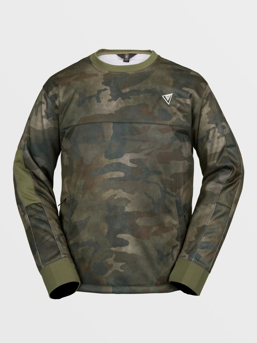 Men Volcom Layering | Mens Hydro Riding Crew Pullover Cloudwash Camo