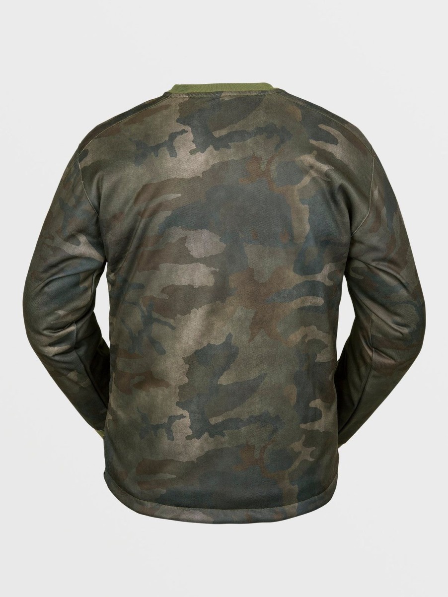 Men Volcom Layering | Mens Hydro Riding Crew Pullover Cloudwash Camo