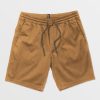 Men Volcom Shorts | Frickin Elastic Waist Shorts Dark Khaki