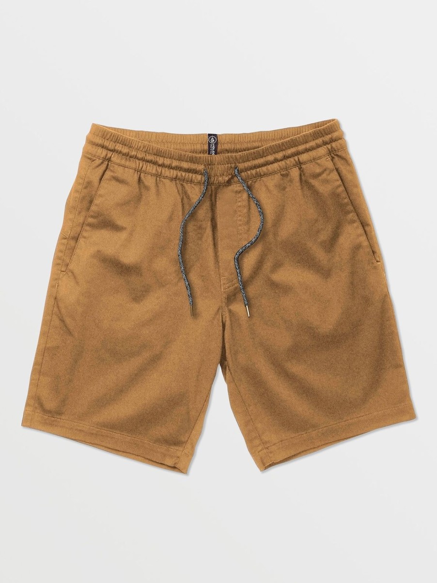 Men Volcom Shorts | Frickin Elastic Waist Shorts Dark Khaki