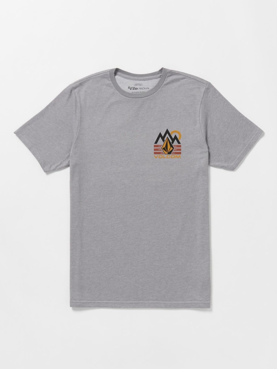 Men Volcom Mountain Biking | Mountain Stone Tech Short Sleeve Tee Heather Grey