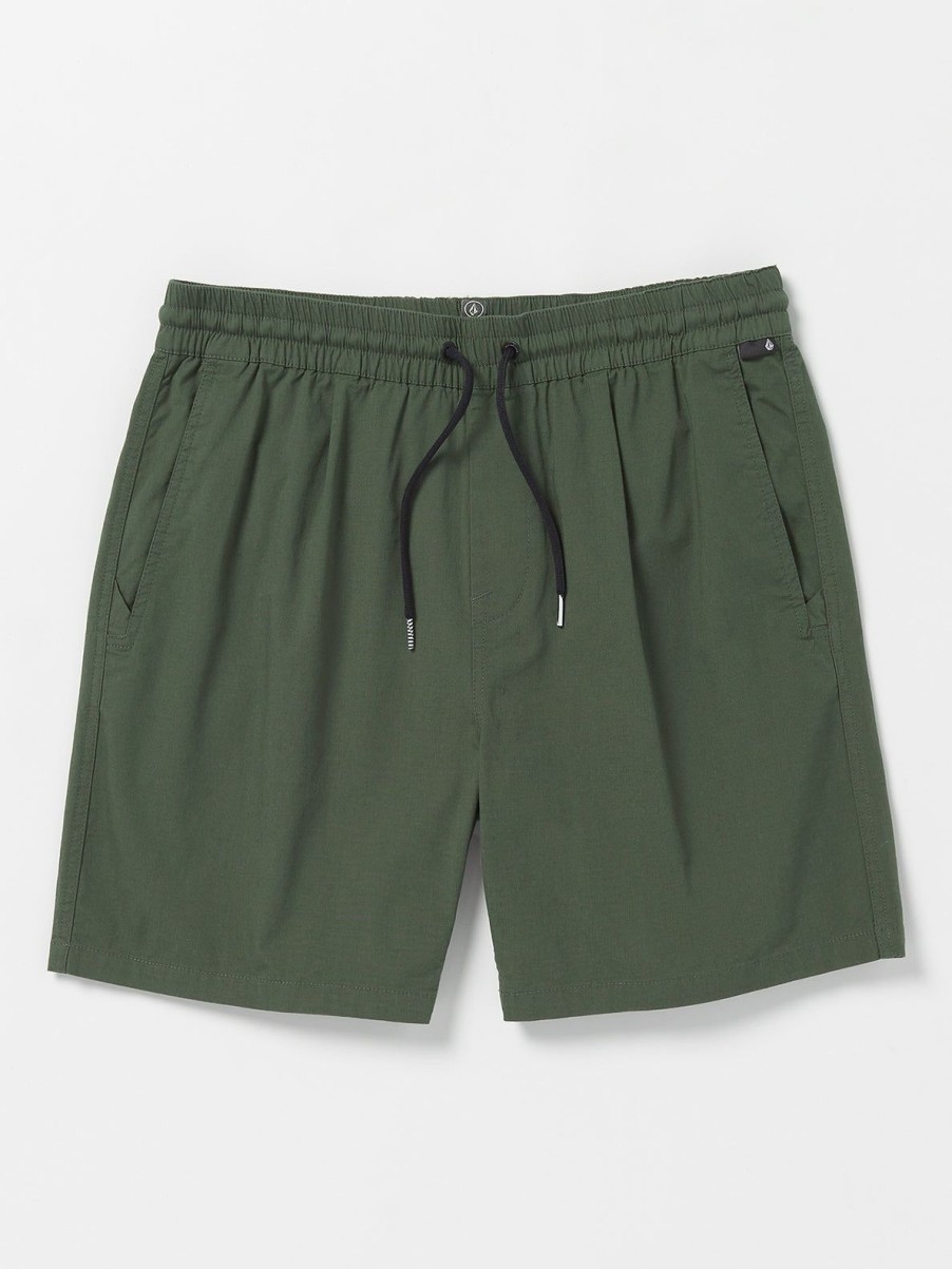 Men Volcom Shorts | Villa Rue Elastic Waist Shorts Squadron Green