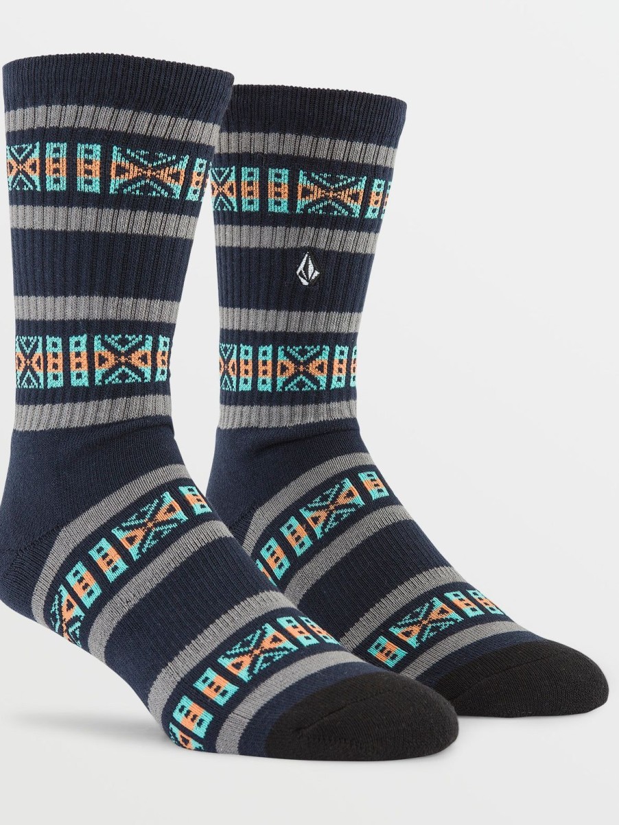 Men Volcom Socks | Dosage Stripe Socks Navy