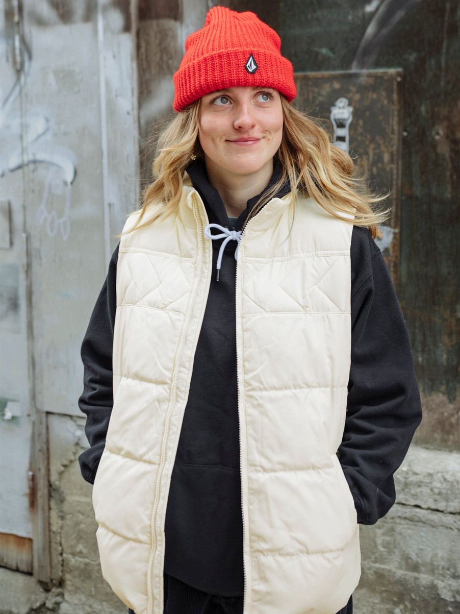 Women Volcom Jackets | Womens Stone Castine Puff Vest Moonbeam