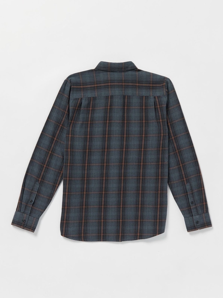 Men Volcom Shirts & Flannels | Heavy Twills Long Sleeve Flannel Dark Slate